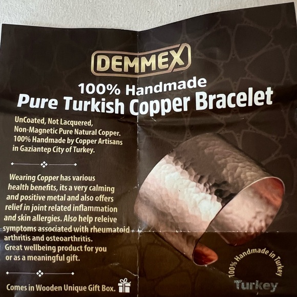 PURE TURKISH COPPER BRACELET. %100 Handmade. Helps variety of pains - Picture 7 of 8
